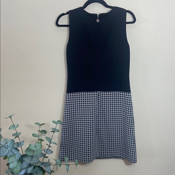 Tommy Hilfiger Women's Black White Houndstooth Plaid Mini Dress Sz 4 Fall Winter - Picture 4 of 6